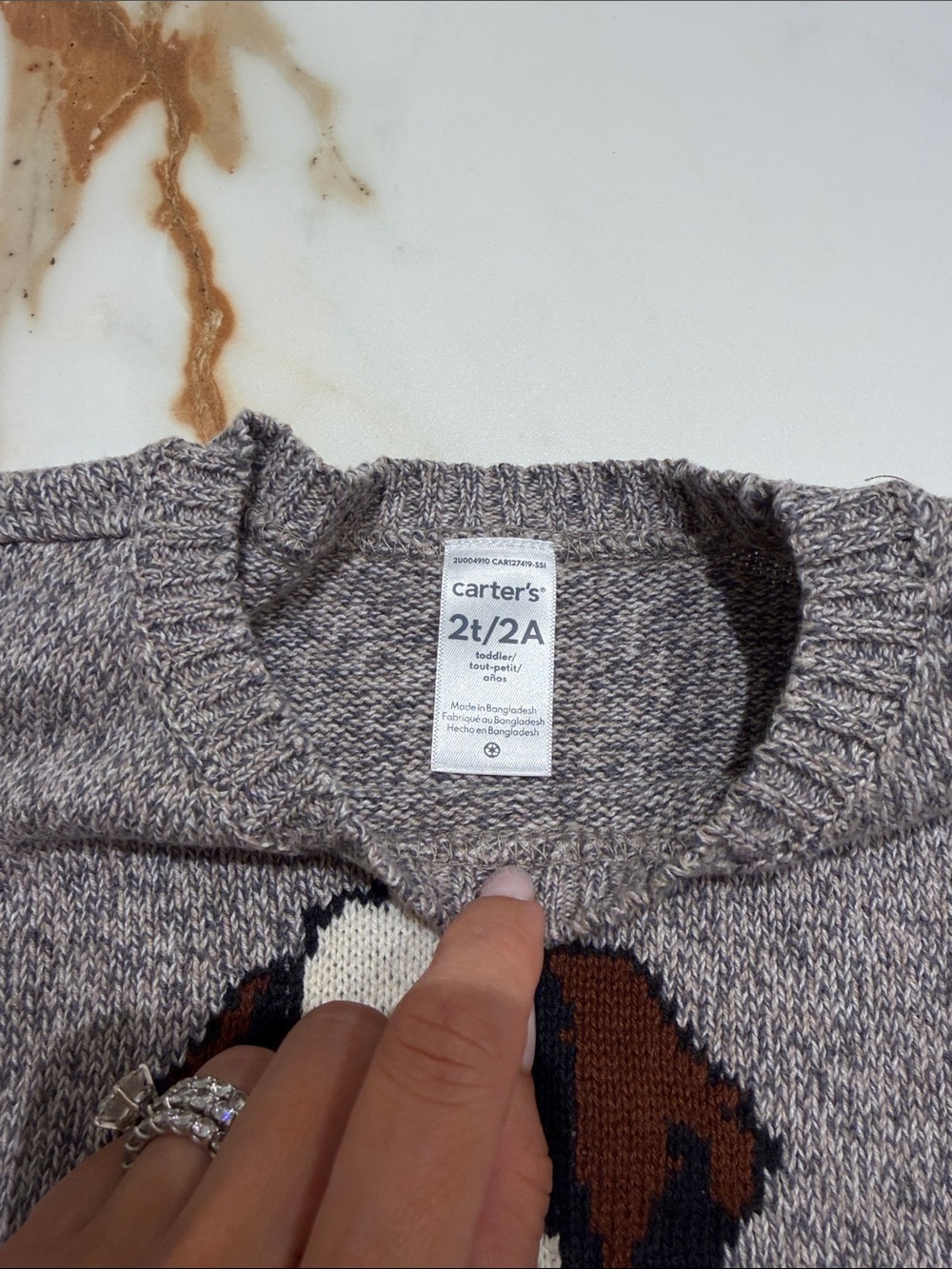 Carter's Gray Marled Knit Sweater with Dog Motif - Picture 3 of 4